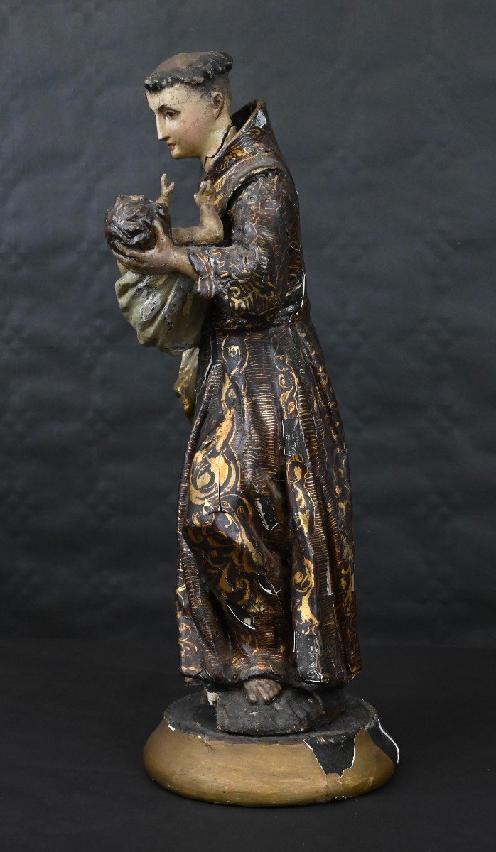 St. Anthony Of Padua With Child - Italy 18th Century-photo-3